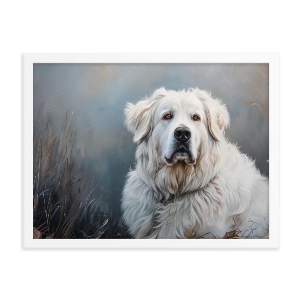 Great Pyrenees Majestic Winter Portrait Framed Poster - Oh Posters