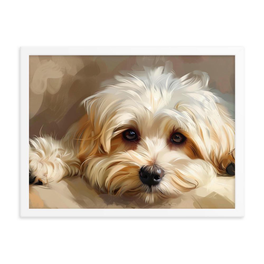 Havanese Puppy Resting Digital Painting Framed Poster - Oh Posters