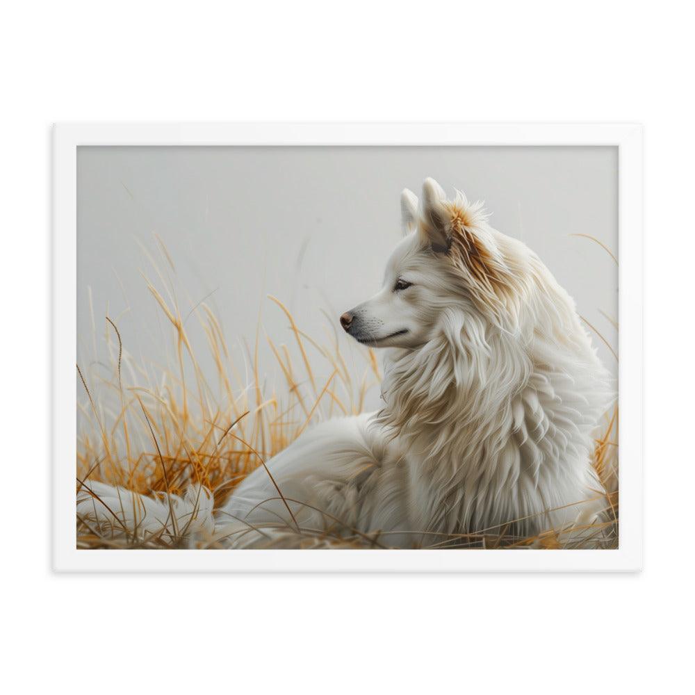 Icelandic Sheepdog in Golden Field Art Framed Poster - Oh Posters