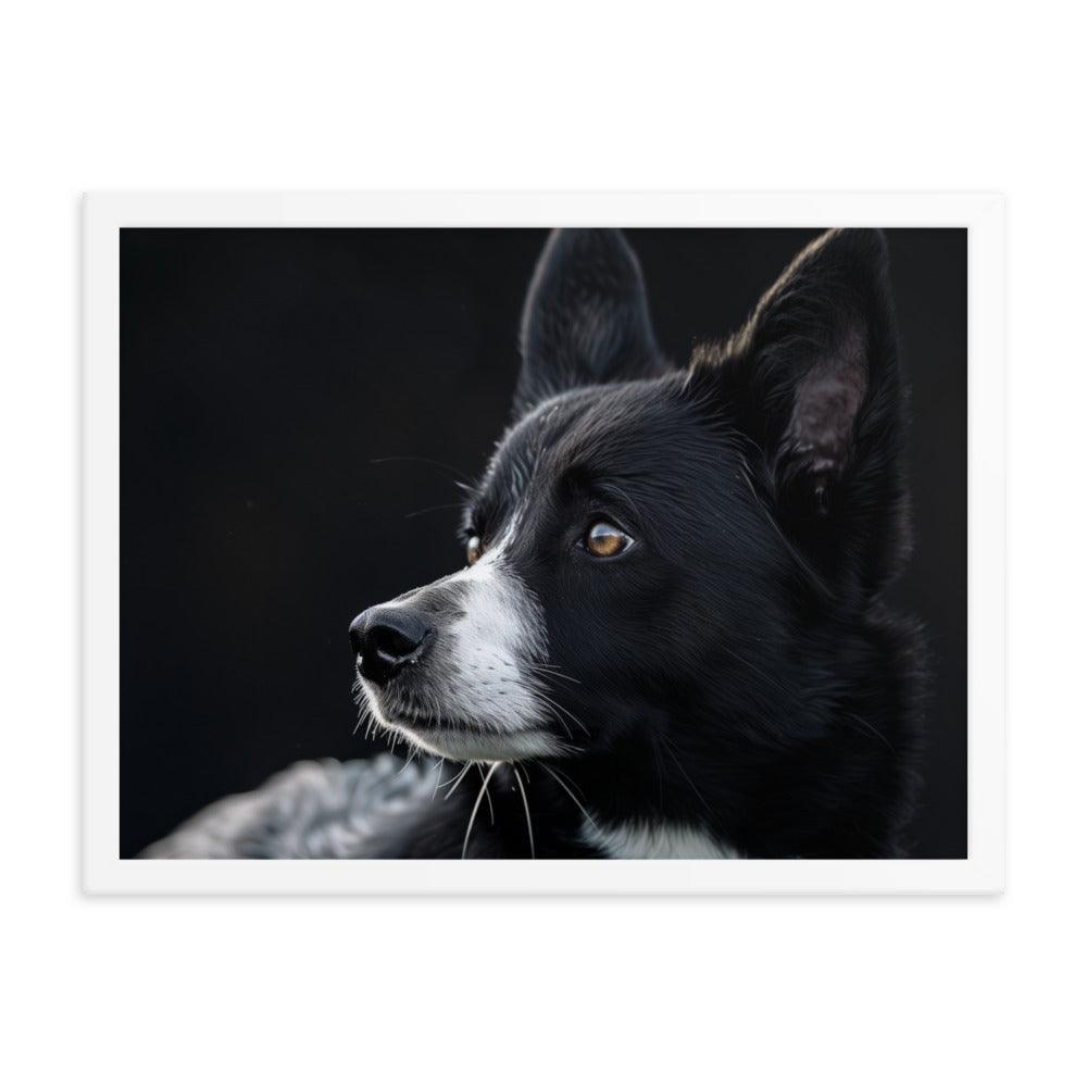 Karelian Bear Dog Side Profile Painting Framed Poster - Oh Posters