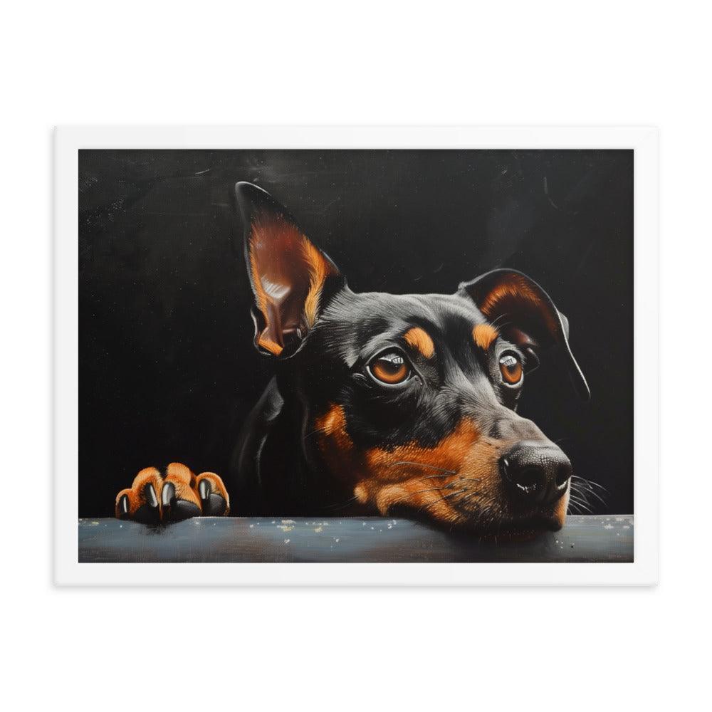 Manchester Terrier Painting with Dark Background Framed Poster - Oh Posters