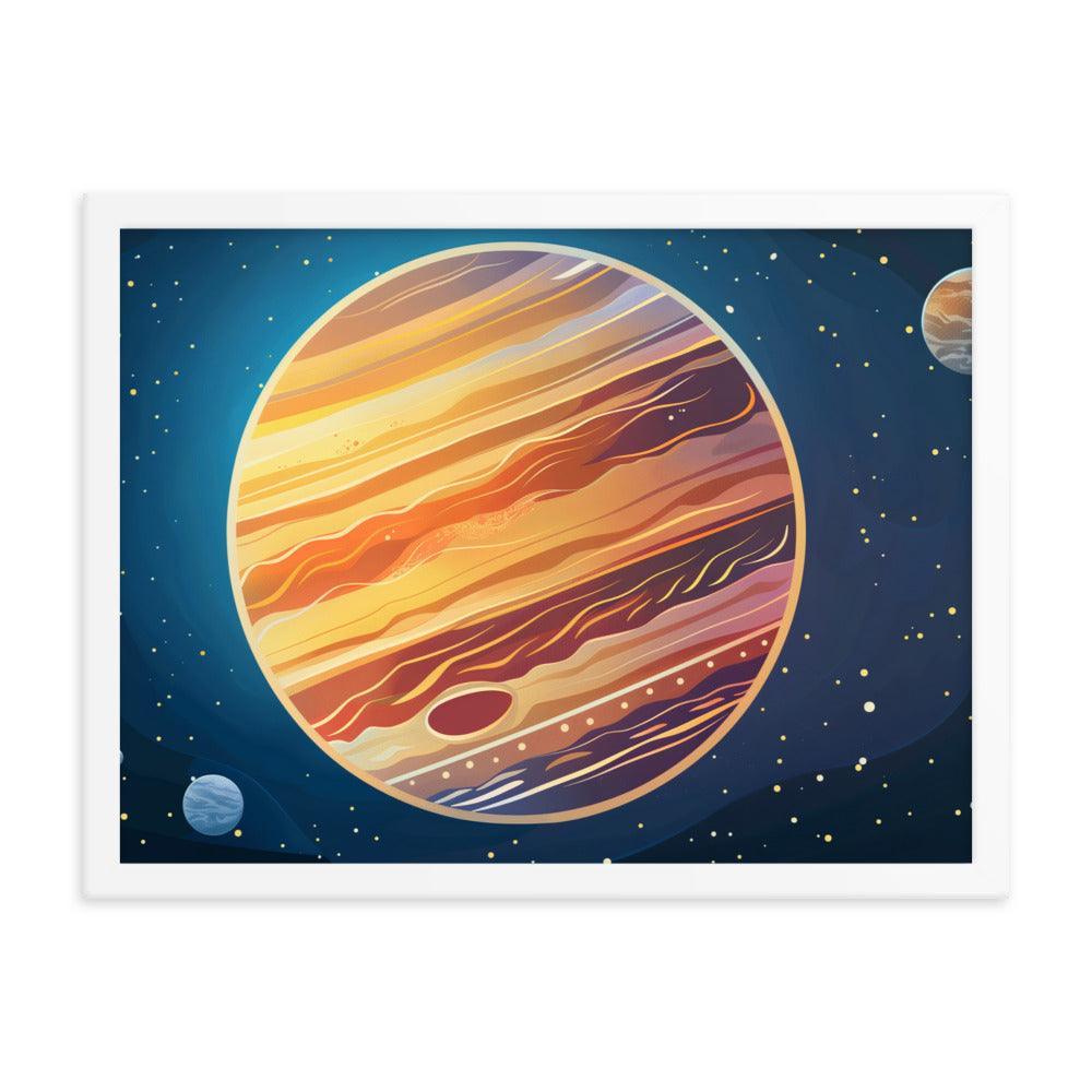 Jupiter Colorful Space Illustration Astronomy Art Framed Poster - Oh Posters