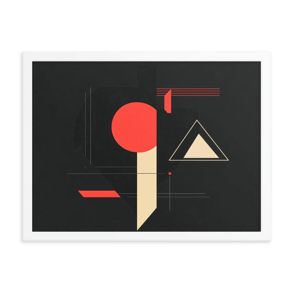 Bold Geometric Art Shapes Red Circle Black Framed Poster - Oh Posters