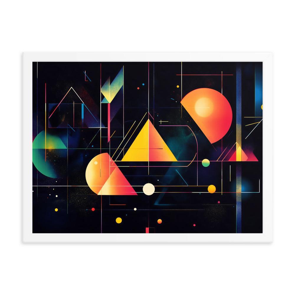 Cosmic Geometric Art with Abstract Shapes and Colorful Patterns for Modern Aesthetics Framed Poster - Oh Posters