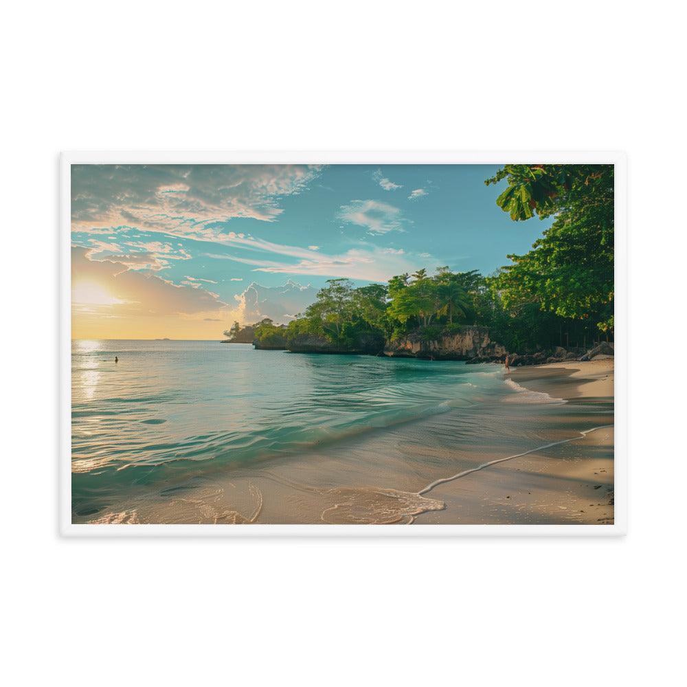 Jamaica Tranquil Seaside Sunset Framed Poster - Oh Posters