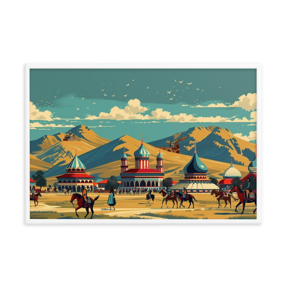 Kazakhstan Traditional Nomadic Settlement Framed Poster - Oh Posters