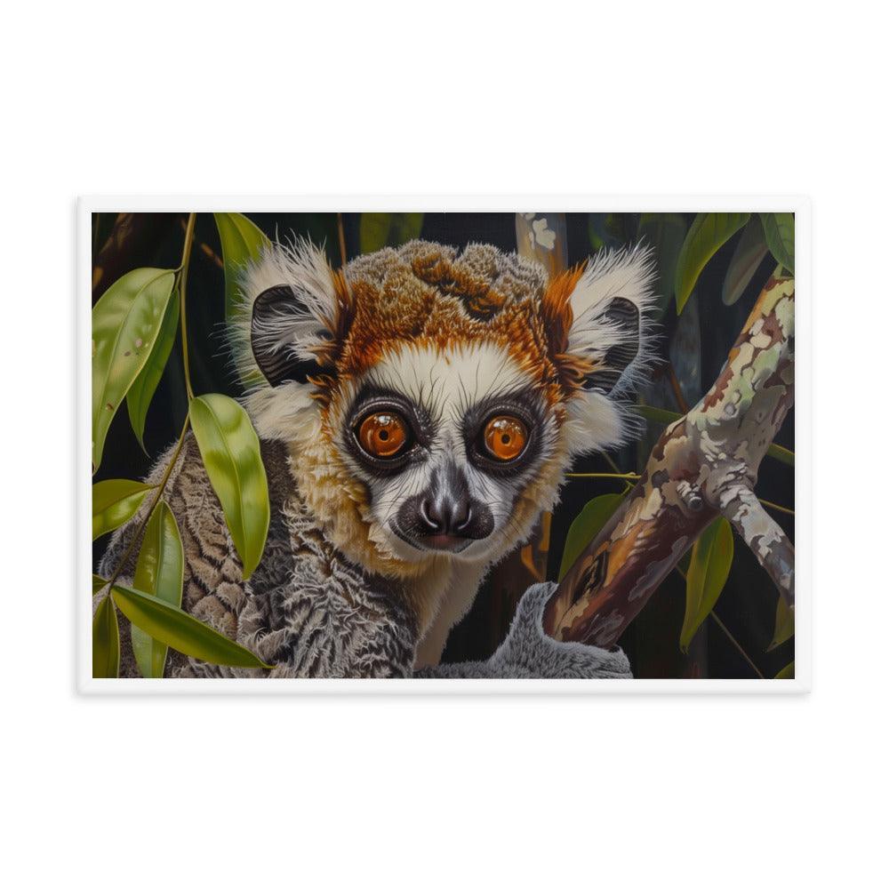 Madagascar Brown Lemur Realistic Wildlife Art Framed Poster - Oh Posters