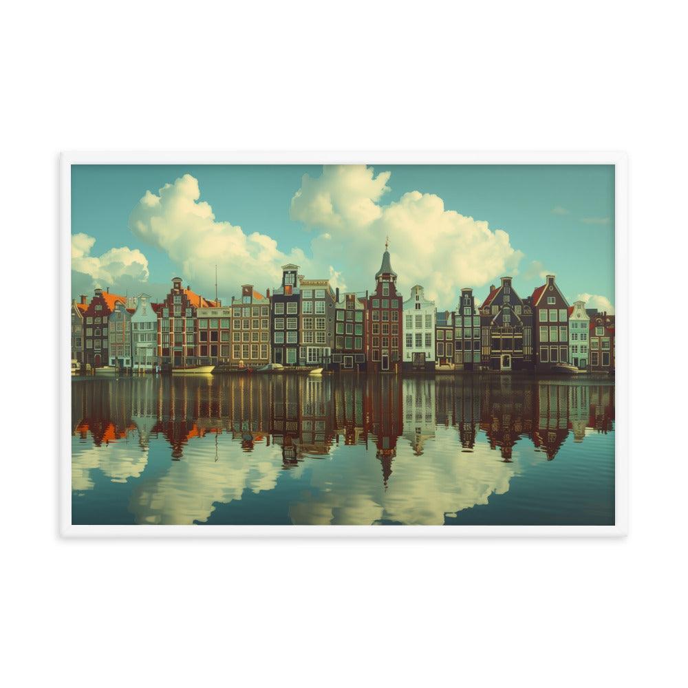 Netherlands Historic Amsterdam Canal Houses Framed Poster - Oh Posters