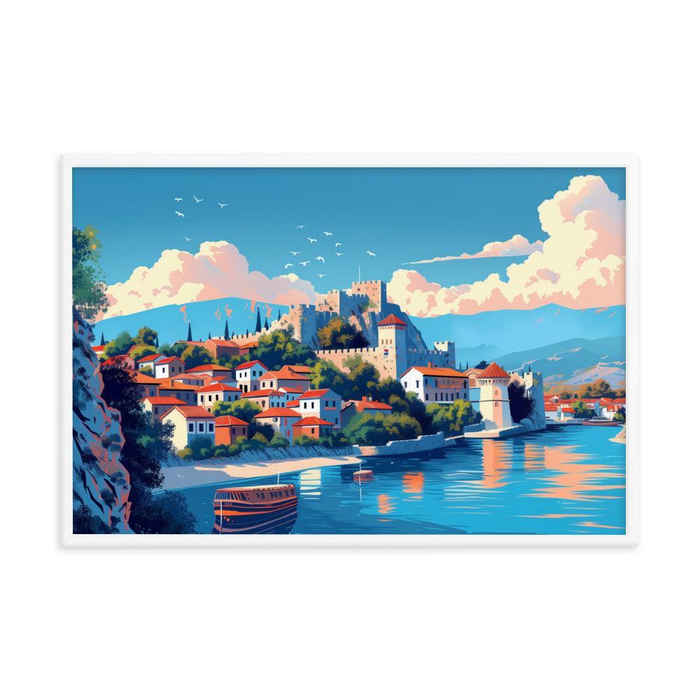 North Macedonia Historic Castle by the Lake Framed Poster - Oh Posters