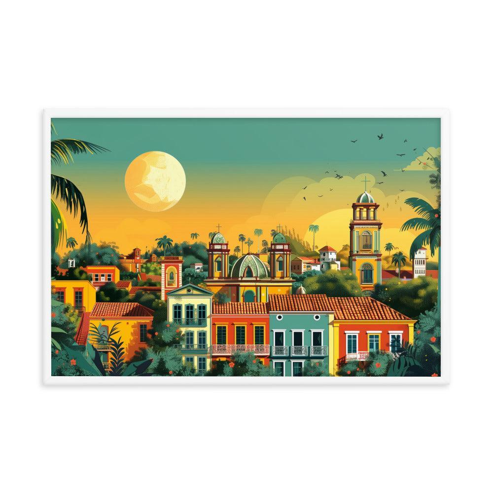 Paraguay Colonial Town Tropical Sunset Framed Poster - Oh Posters