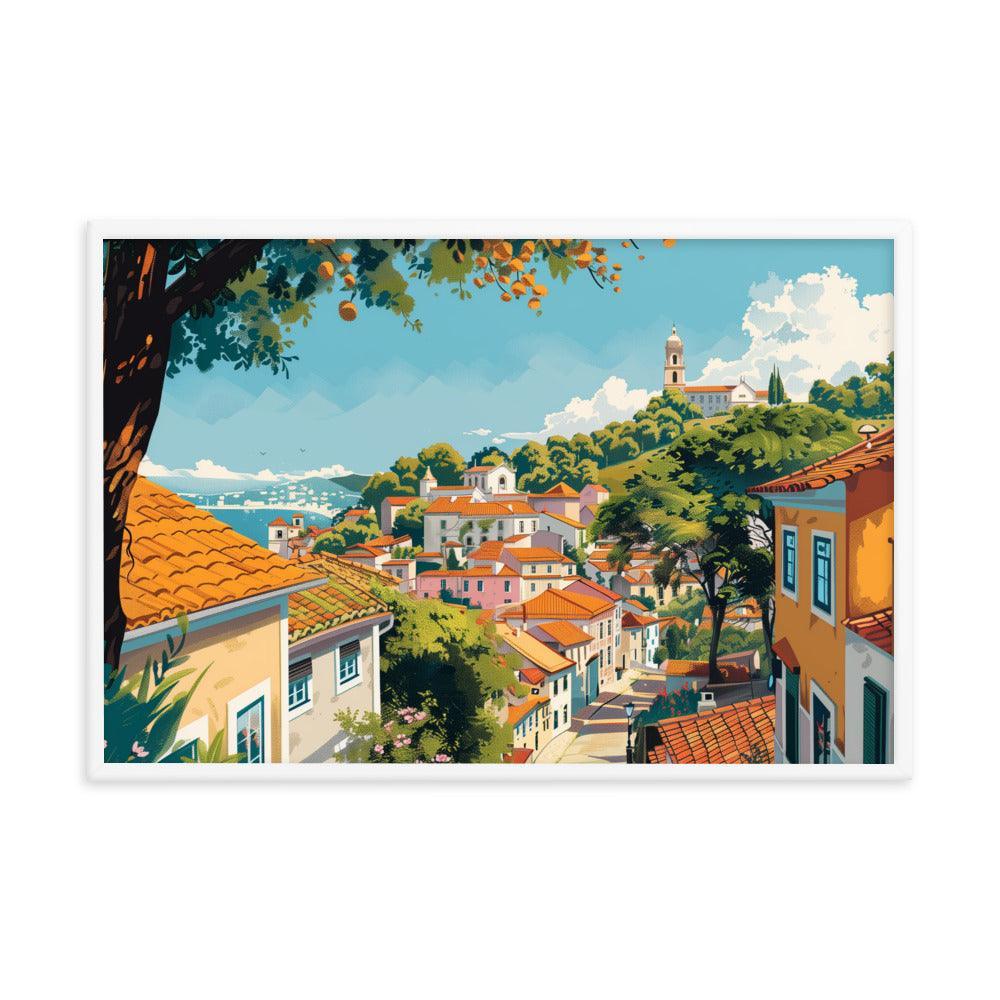 Portugal Charming Hillside Village Framed Poster - Oh Posters