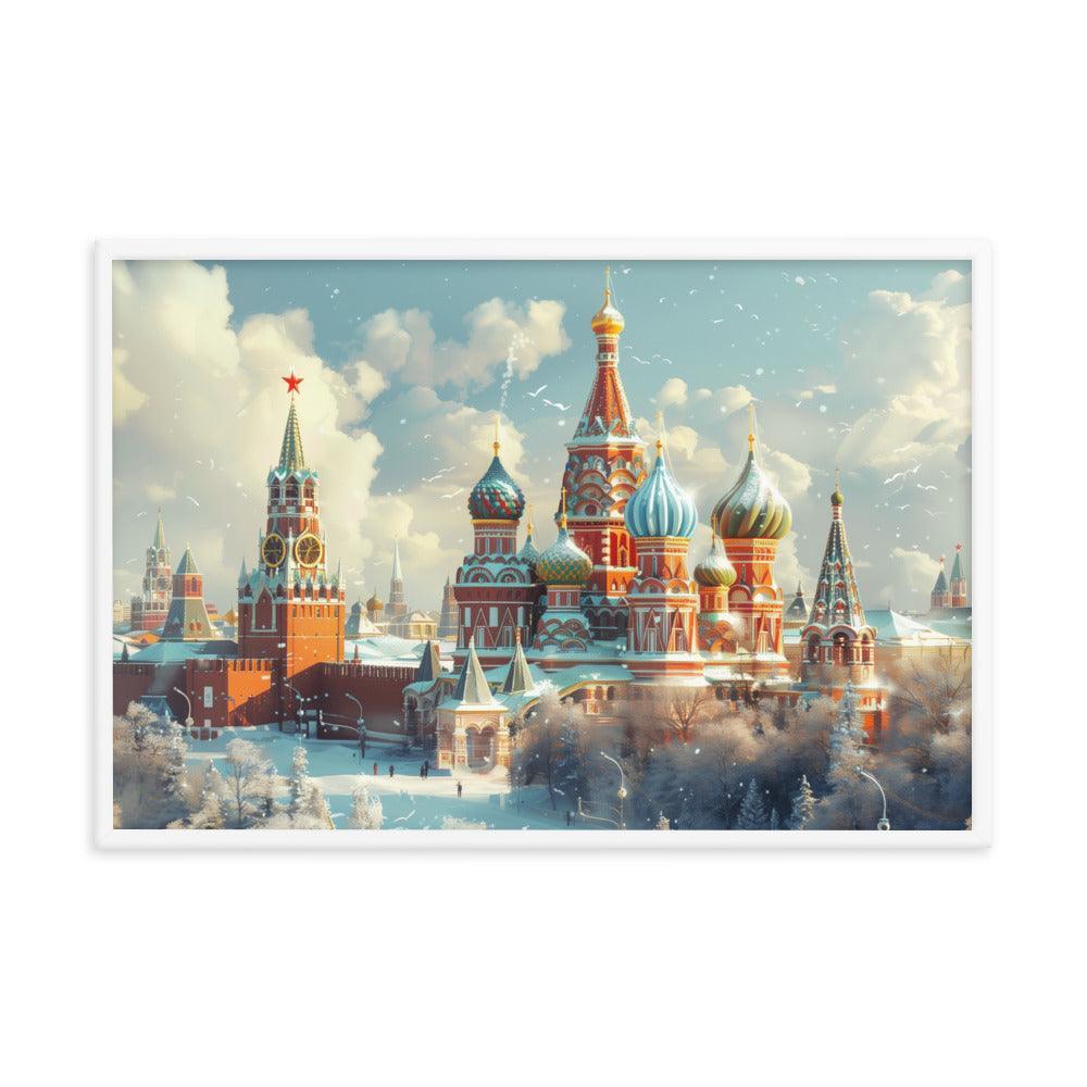 Russia Winter Moscow Kremlin Snowy Framed Poster - Oh Posters