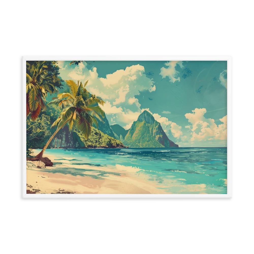 Saint Vincent and the Grenadines Pristine Beach Tropical Framed Poster - Oh Posters