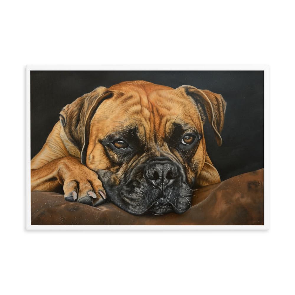 Bullmastiff Resting Portrait Painting Framed Poster - Oh Posters