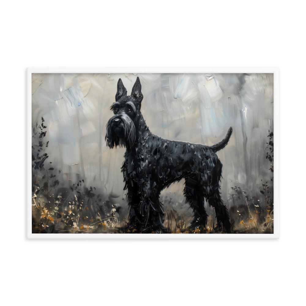 Giant Schnauzer Abstract Black and Gray Portrait Framed Poster - Oh Posters