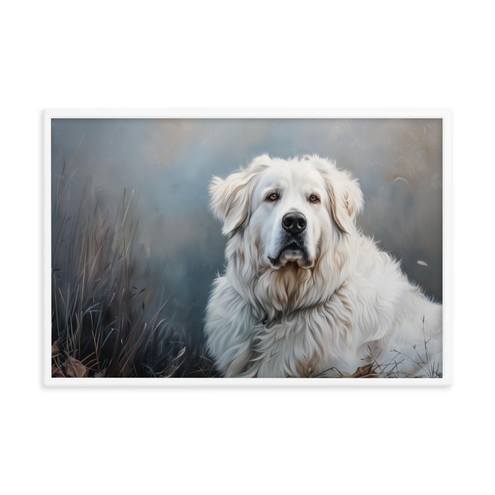 Great Pyrenees Majestic Winter Portrait Framed Poster - Oh Posters