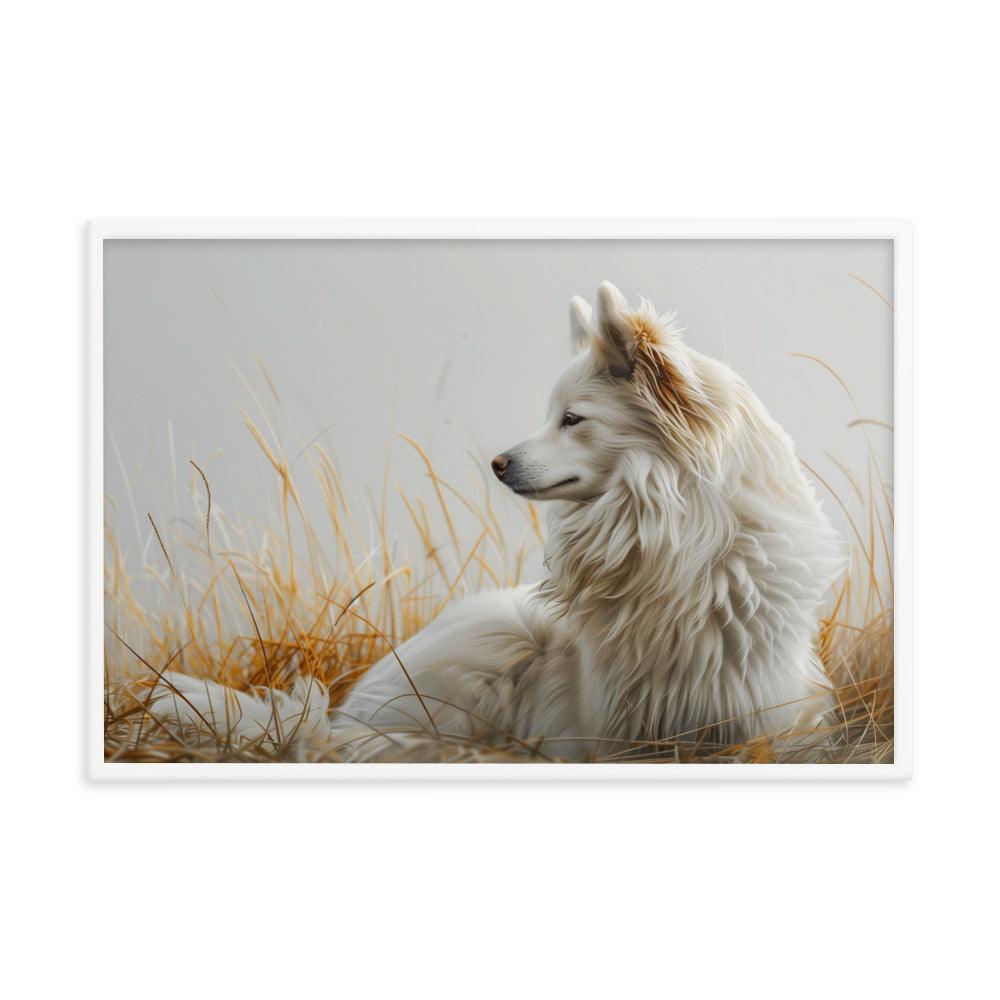 Icelandic Sheepdog in Golden Field Art Framed Poster - Oh Posters