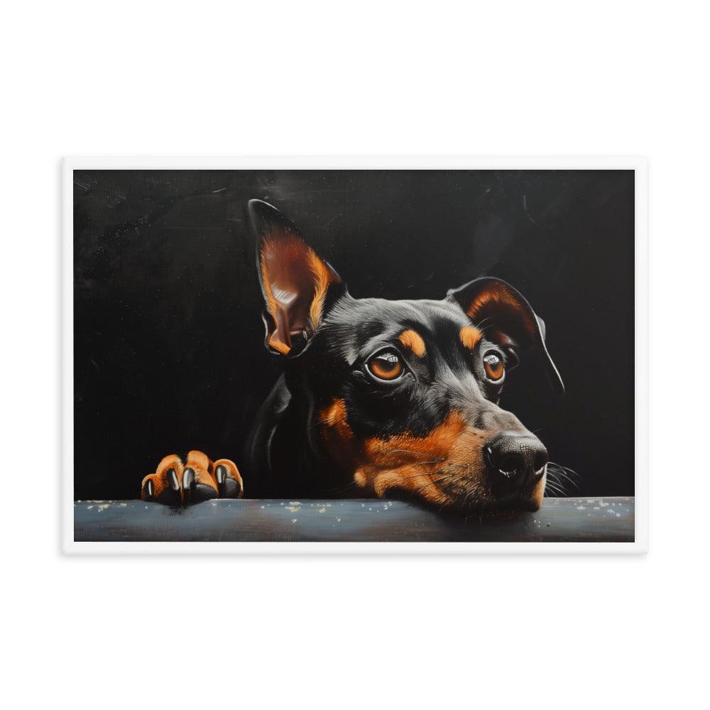 Manchester Terrier Painting with Dark Background Framed Poster - Oh Posters