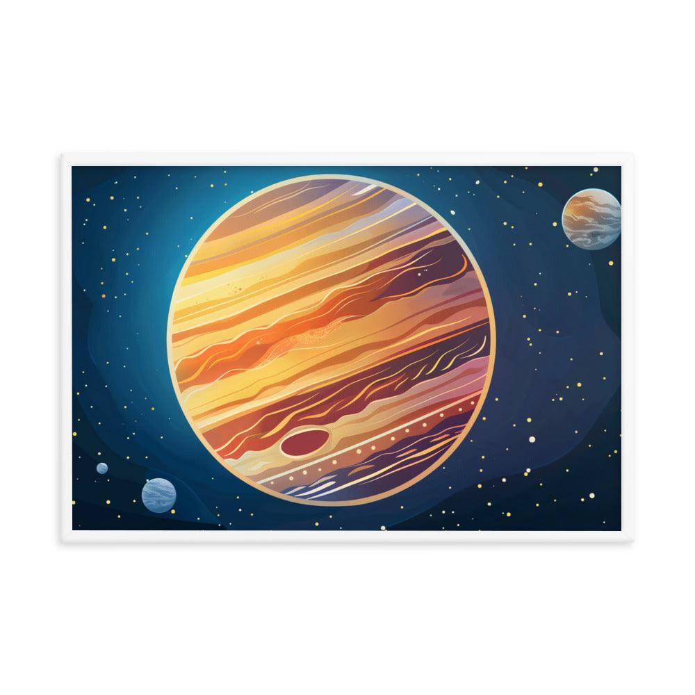 Jupiter Colorful Space Illustration Astronomy Art Framed Poster - Oh Posters