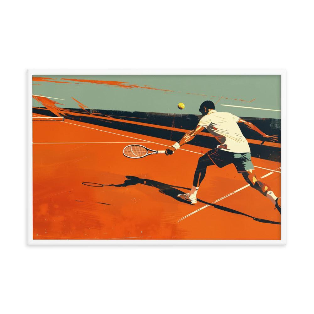 Tennis Player Action Shot Abstract Sports Art Framed Poster - Oh Posters