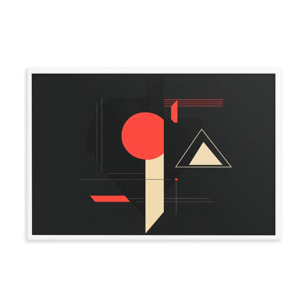 Bold Geometric Art Shapes Red Circle Black Framed Poster - Oh Posters