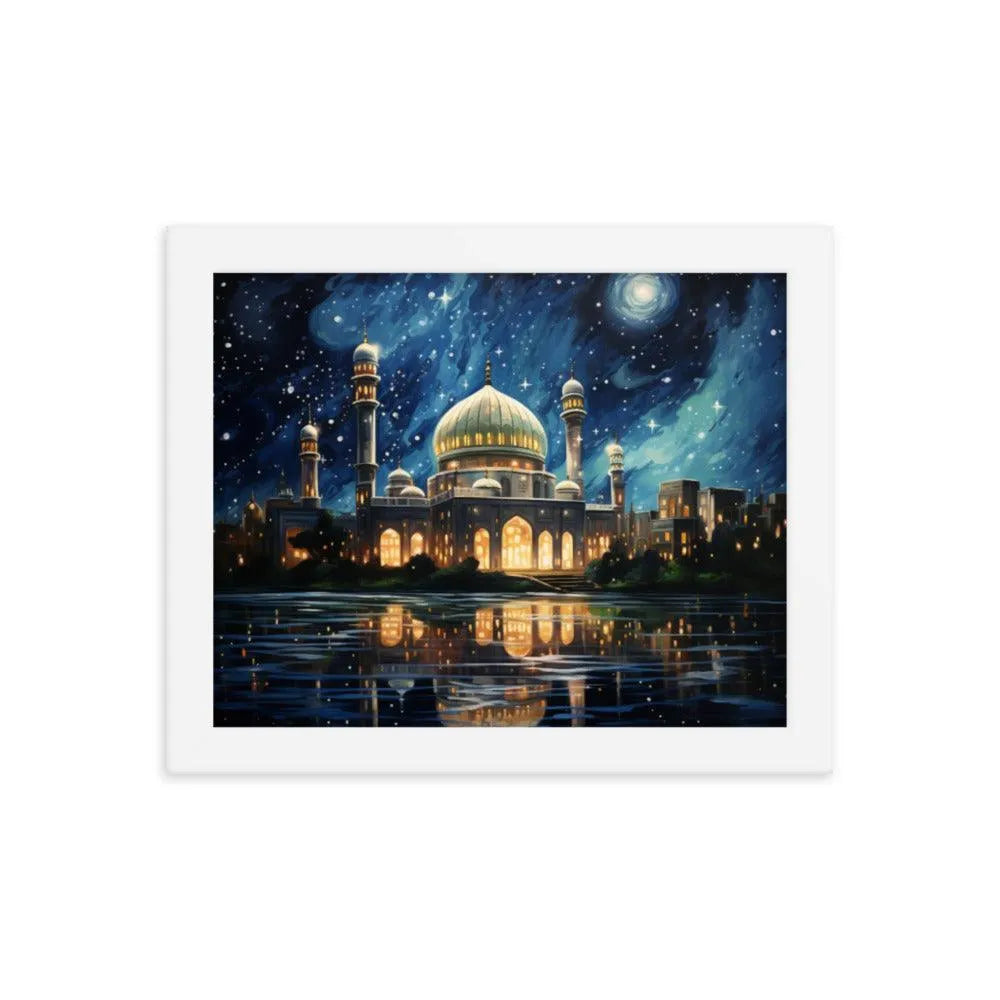 Pakistan Mosque Starry Night Painting Framed Poster - Oh Posters