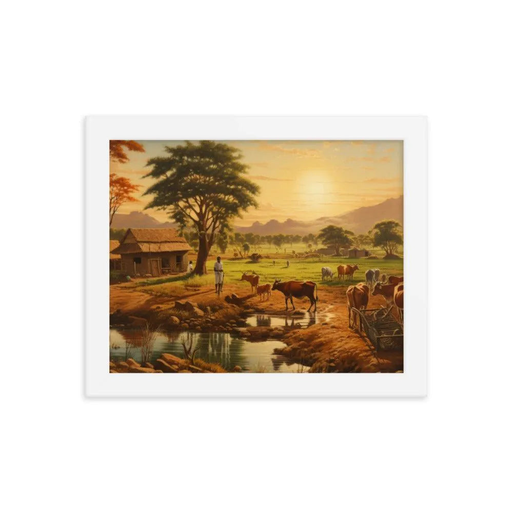 Indian Farm Painting Framed Poster - Oh Posters