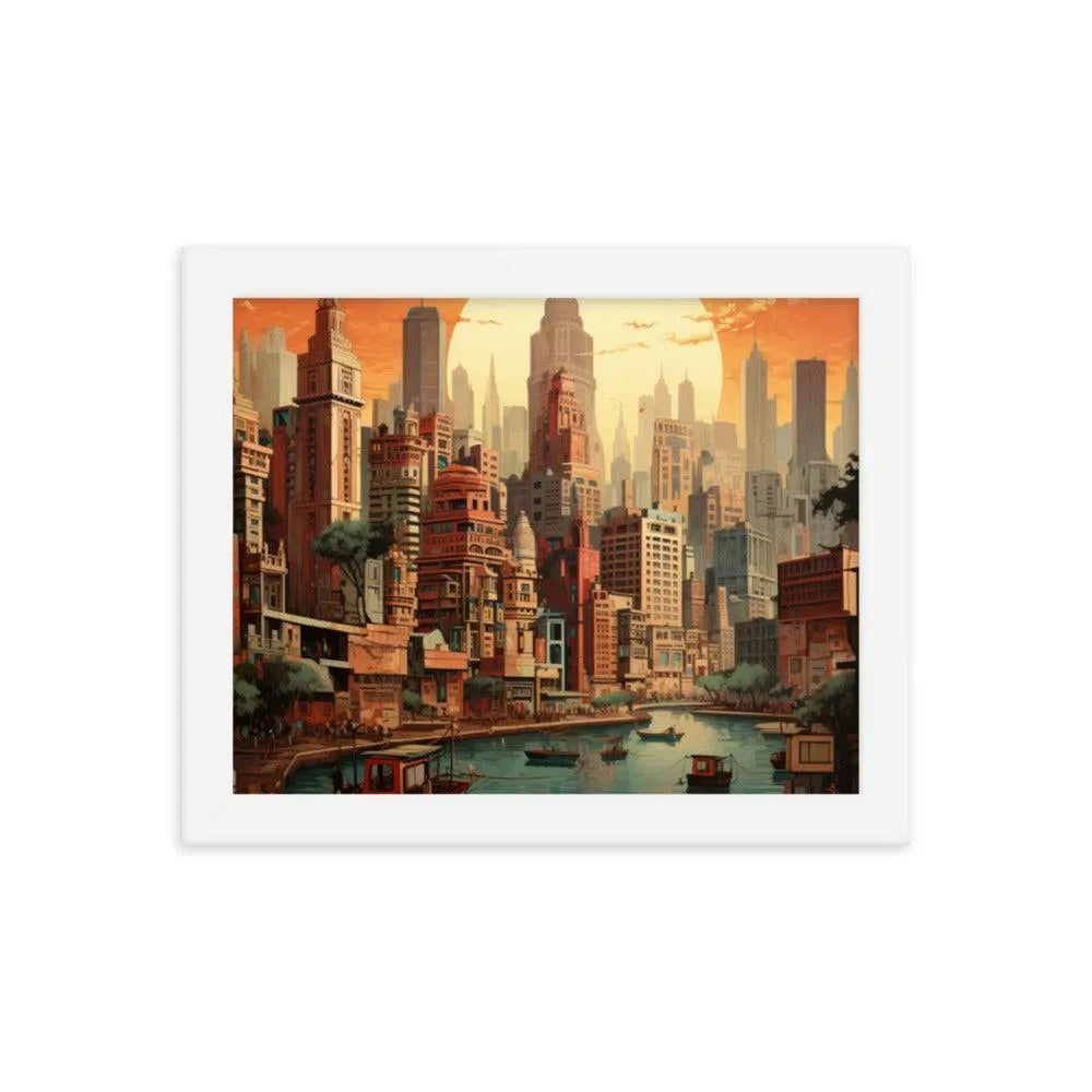 Indian Skyscraper City Painting Framed Poster - Oh Posters