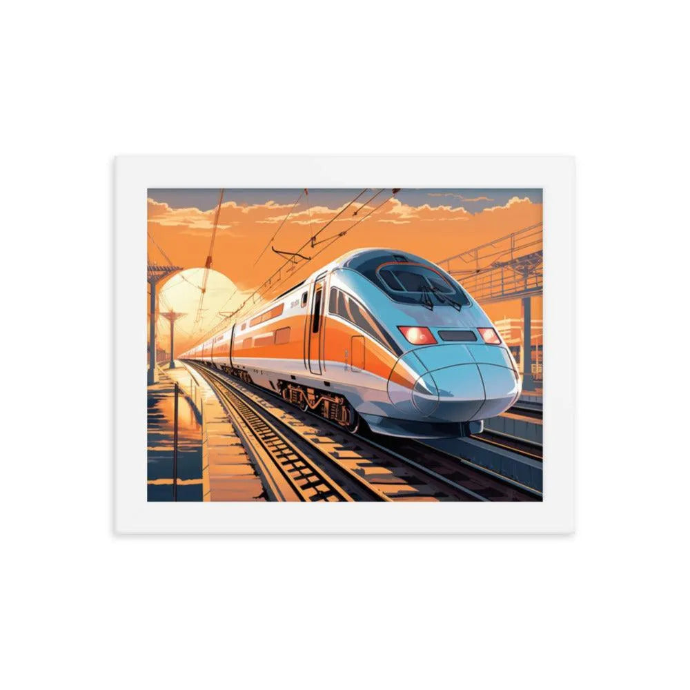 Futuristic Bullet Train in India Painting Framed Poster - Oh Posters