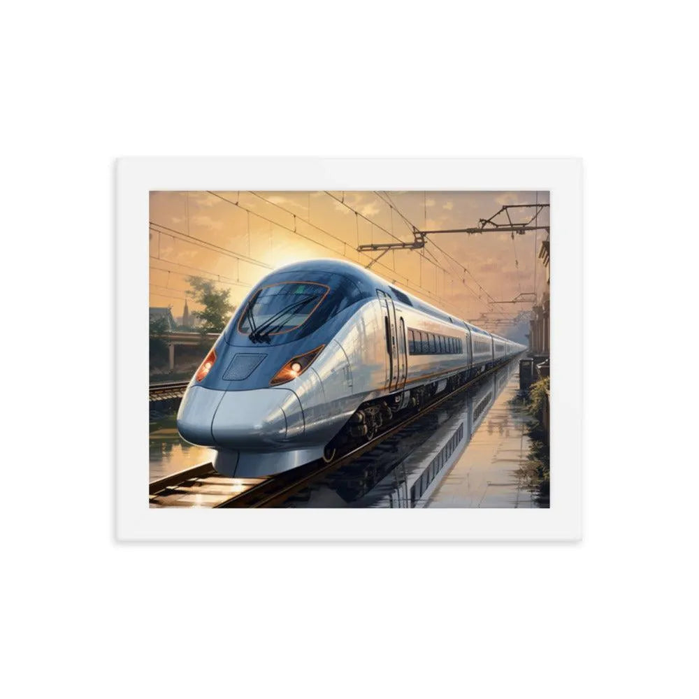 Futuristic Bullet Train in India Painting Framed Poster - Oh Posters