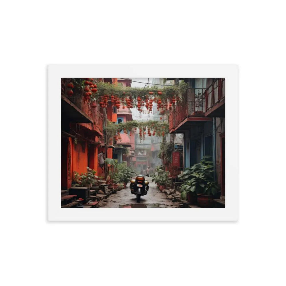 India Floral Street Framed Poster - Oh Posters