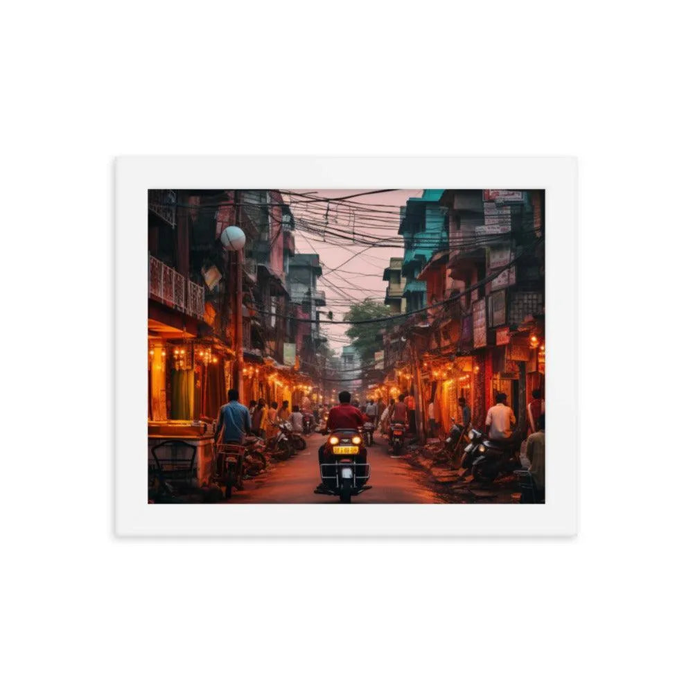 Indian Street Dusk Framed Poster - Oh Posters