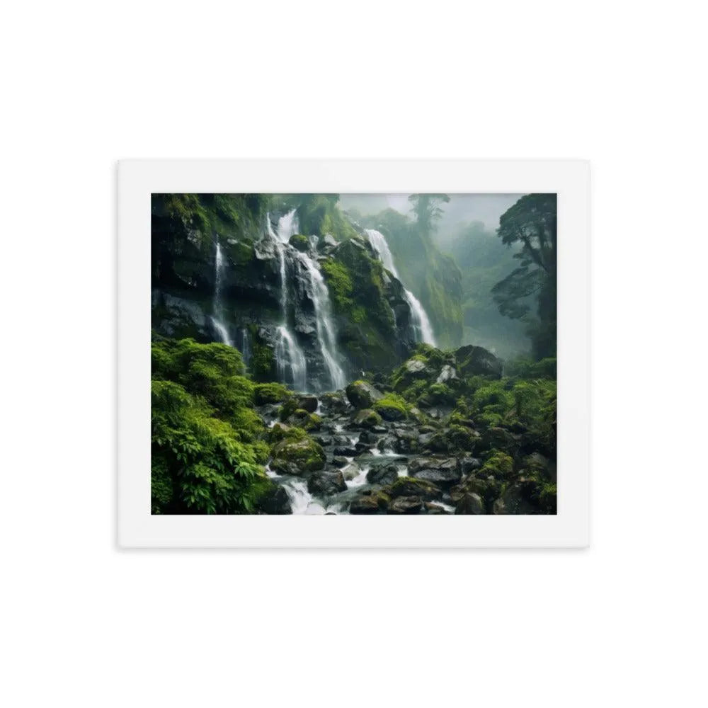 India Waterfall Forest Natural Framed Poster - Oh Posters