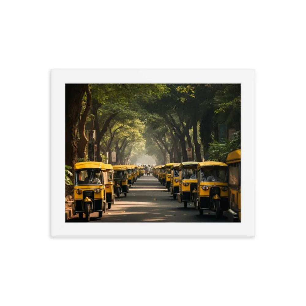 Indian Road with TukTuk Rickshaws Framed Poster - Oh Posters