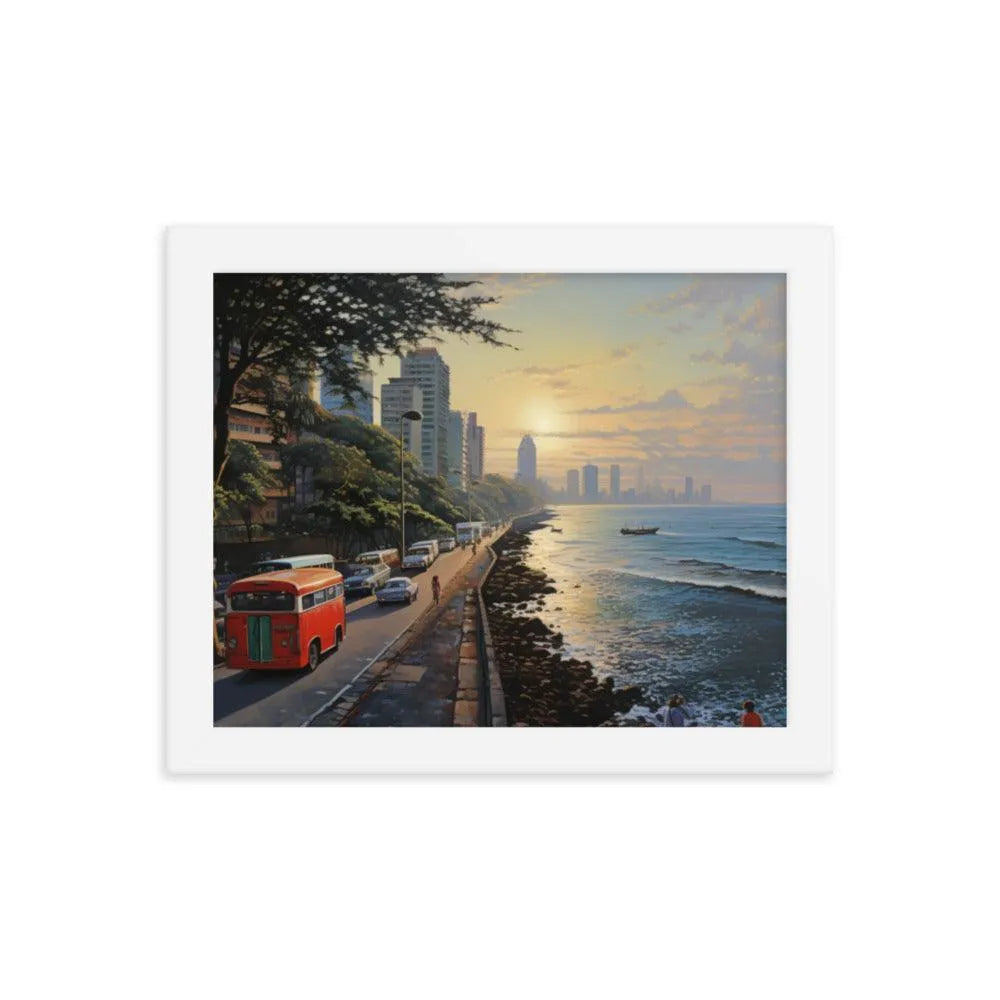 India Mumbai Marine Drive Painting Framed Poster - Oh Posters