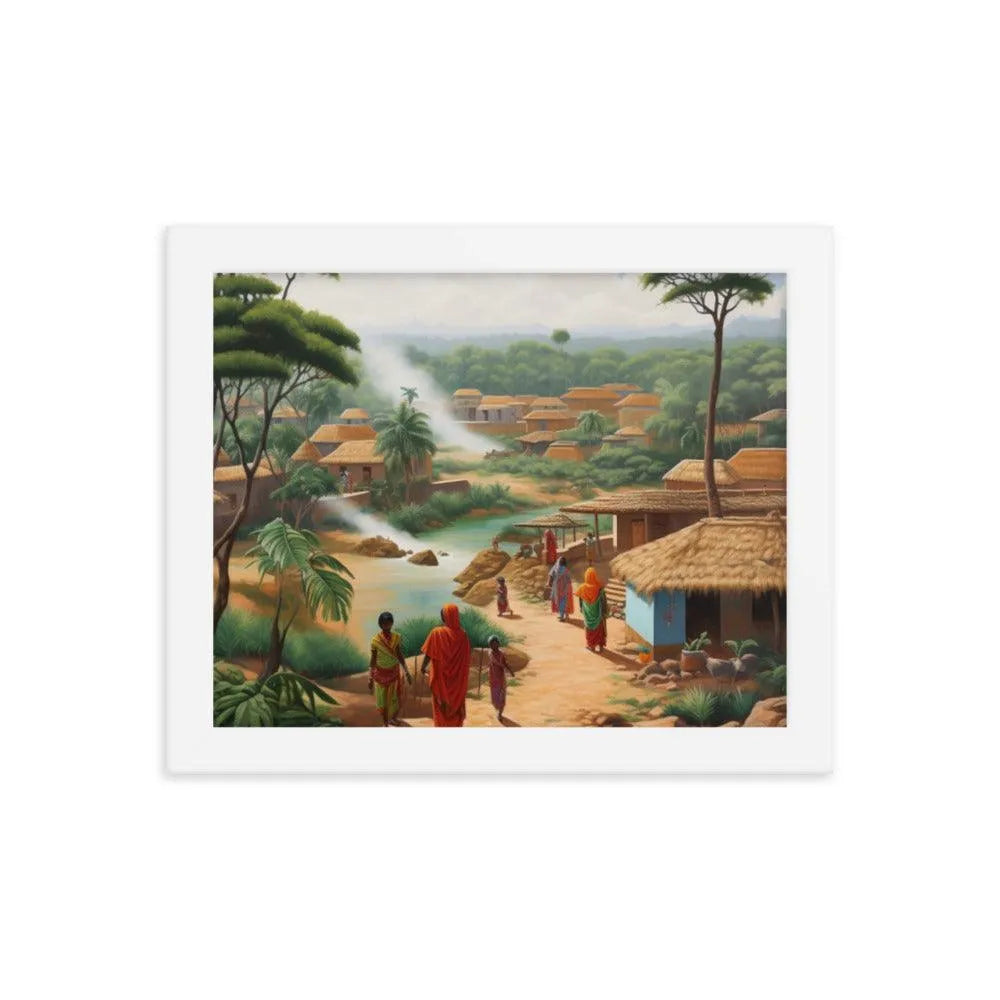 Indian Village Jungle Painting Framed Poster - Oh Posters