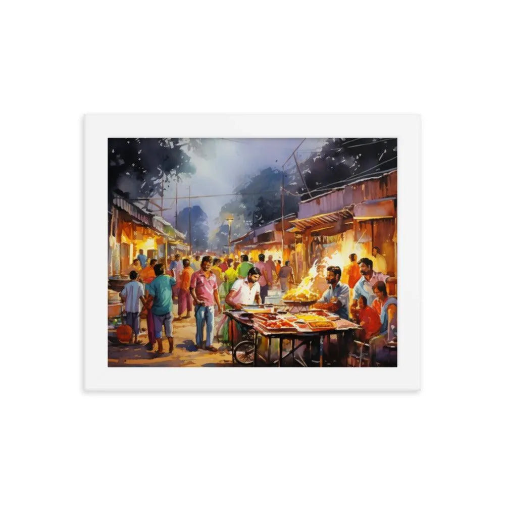 Indian Street Food Street Stalls Painting Framed Poster - Oh Posters