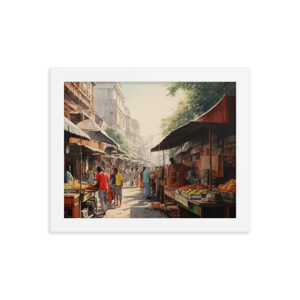 Indian Street Food Street Stalls Painting Framed Poster - Oh Posters