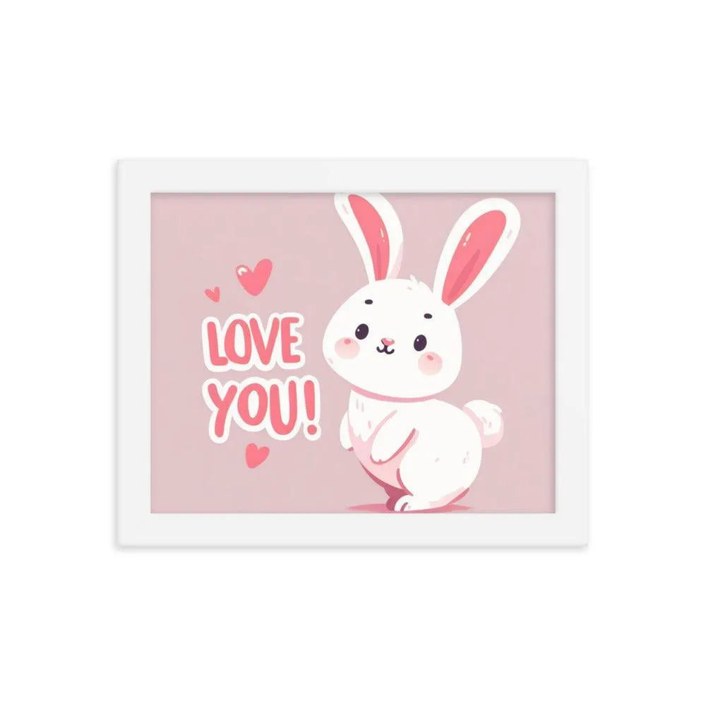 Bunny Rabbit Saying 'Love You' Framed Poster - Oh Posters