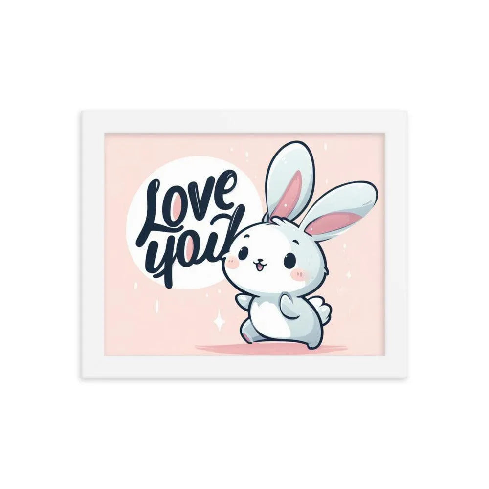 Bunny Rabbit Saying 'Love You' Framed Poster - Oh Posters