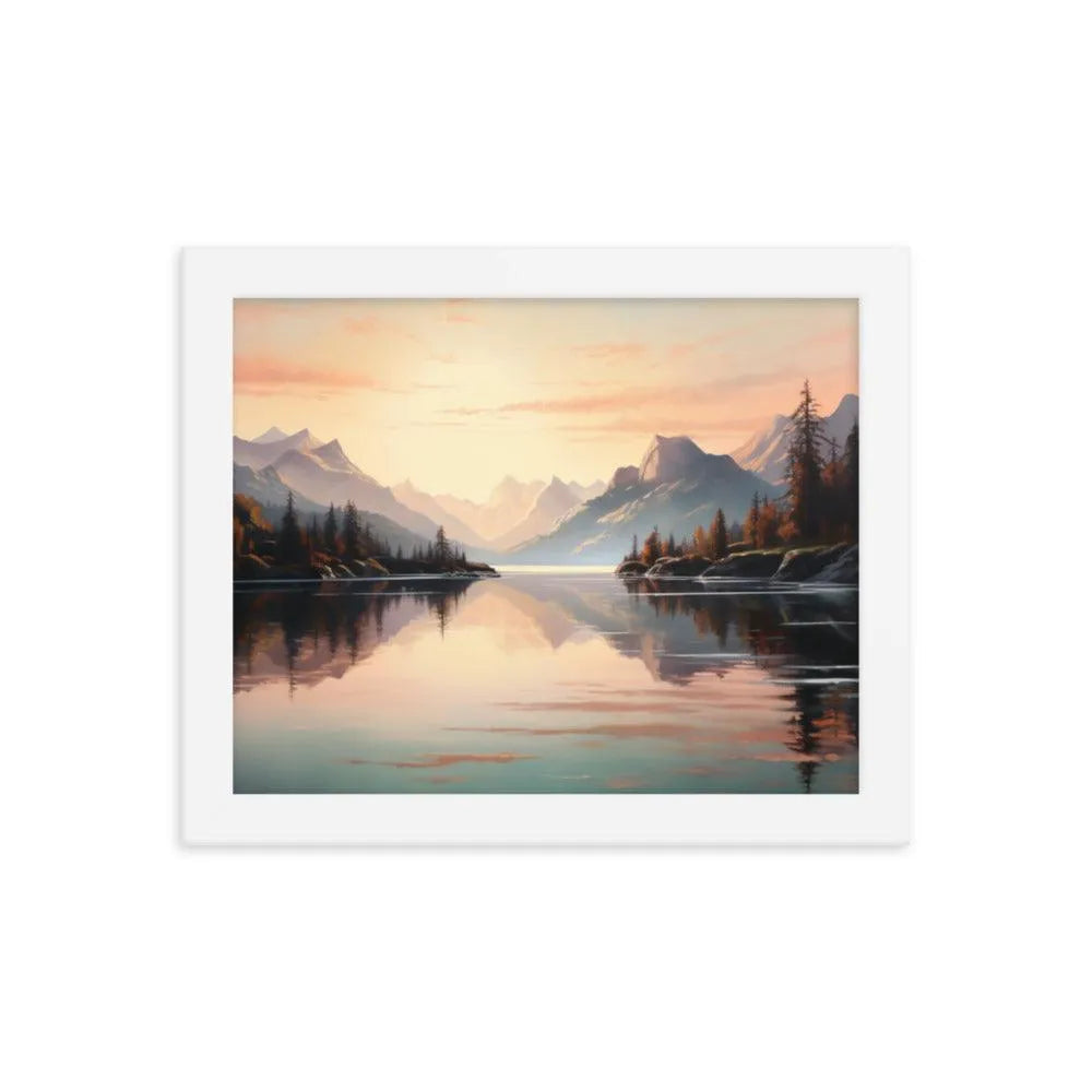 Lake Mountain Sunrise Nature Framed Poster - Oh Posters