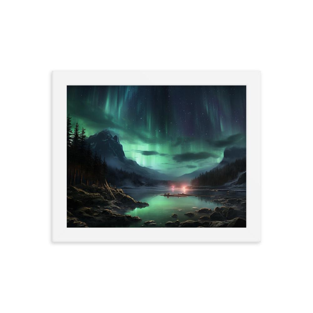 Celestial Night Spectacle Over The Lake Framed Poster - Oh Posters