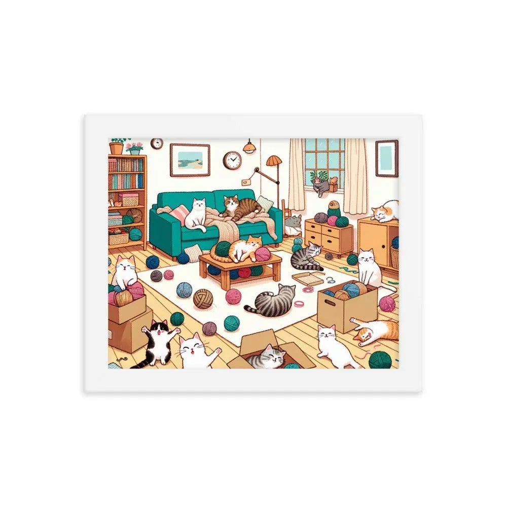 Cozy Cat Paradise Living Room Cartoon Framed Poster - Oh Posters