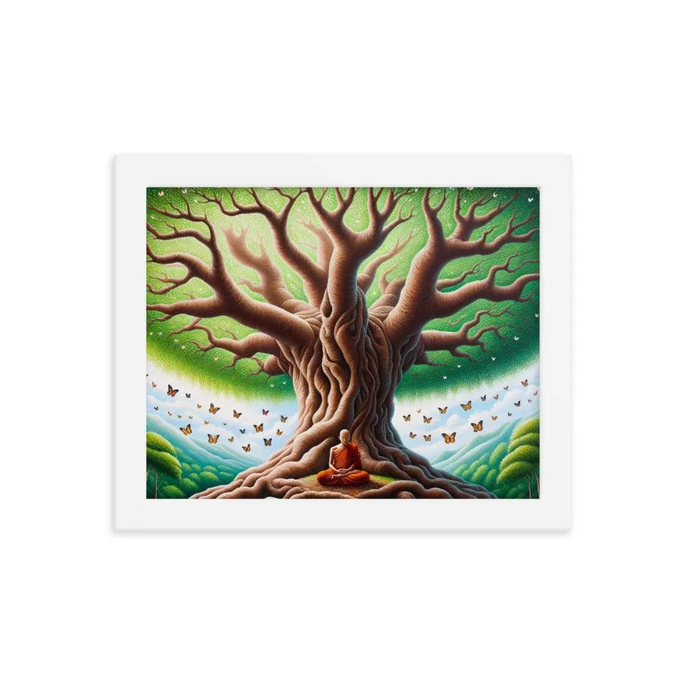 Meditation Serenity Tree Life Butterflies Art Framed Poster - Oh Posters