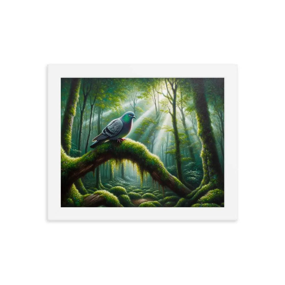 Enchanted Forest Pigeon Mystical Morning Light Framed Poster - Oh Posters