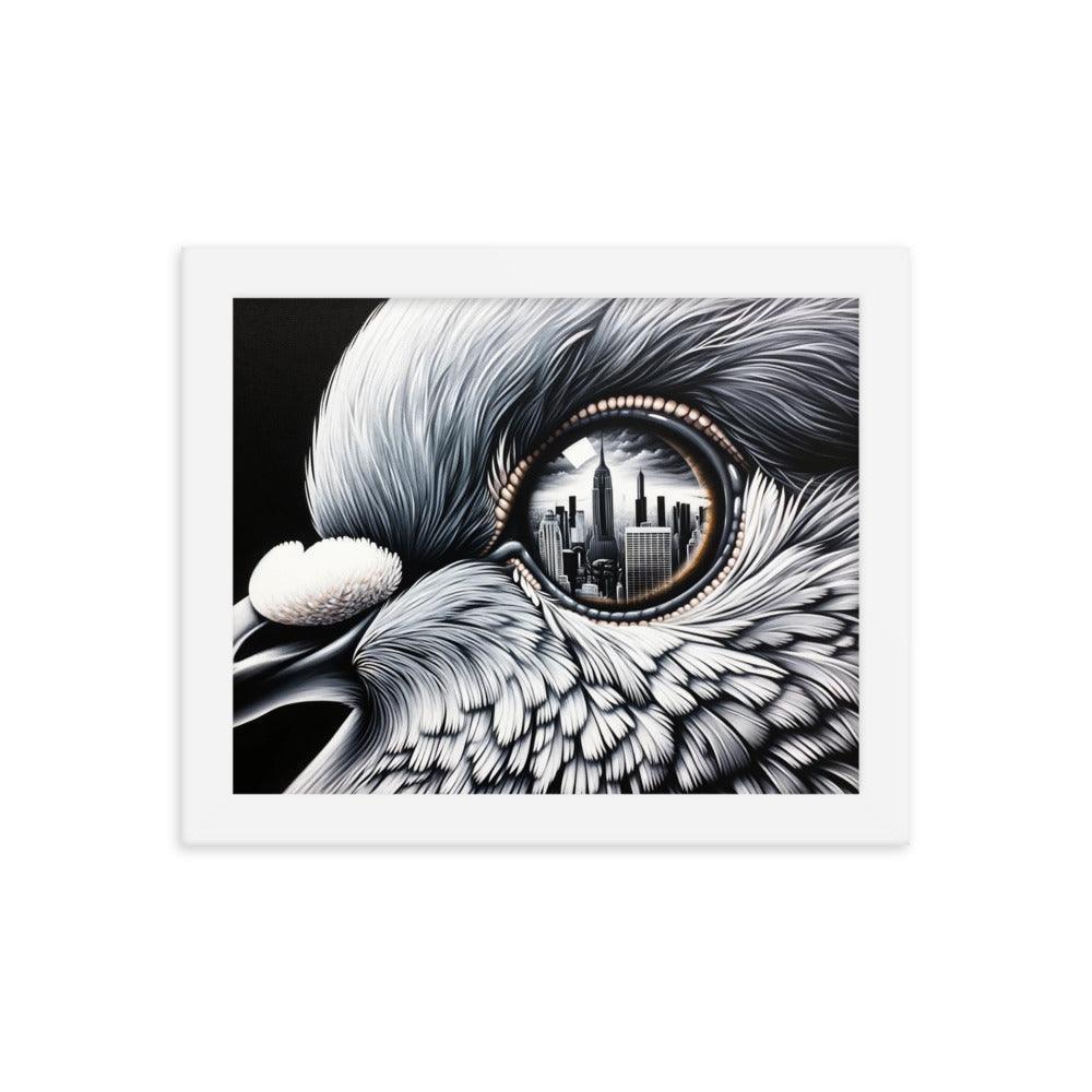 Pigeon Eye City Reflection Surreal Art Framed Poster - Oh Posters