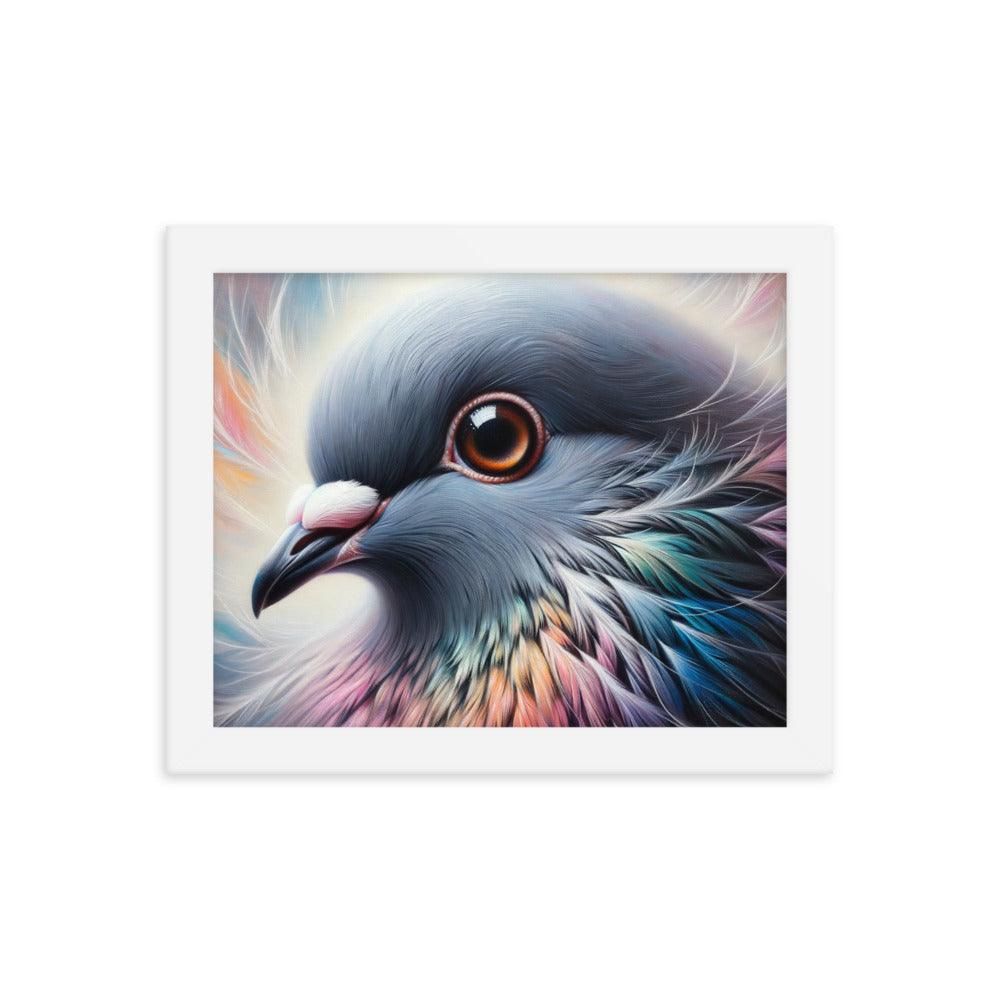 Colorful Pigeon Close-Up Portrait Framed Poster - Oh Posters