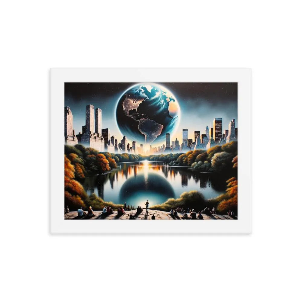 New York Central Park Earthrise Fantasy Framed Poster - Oh Posters