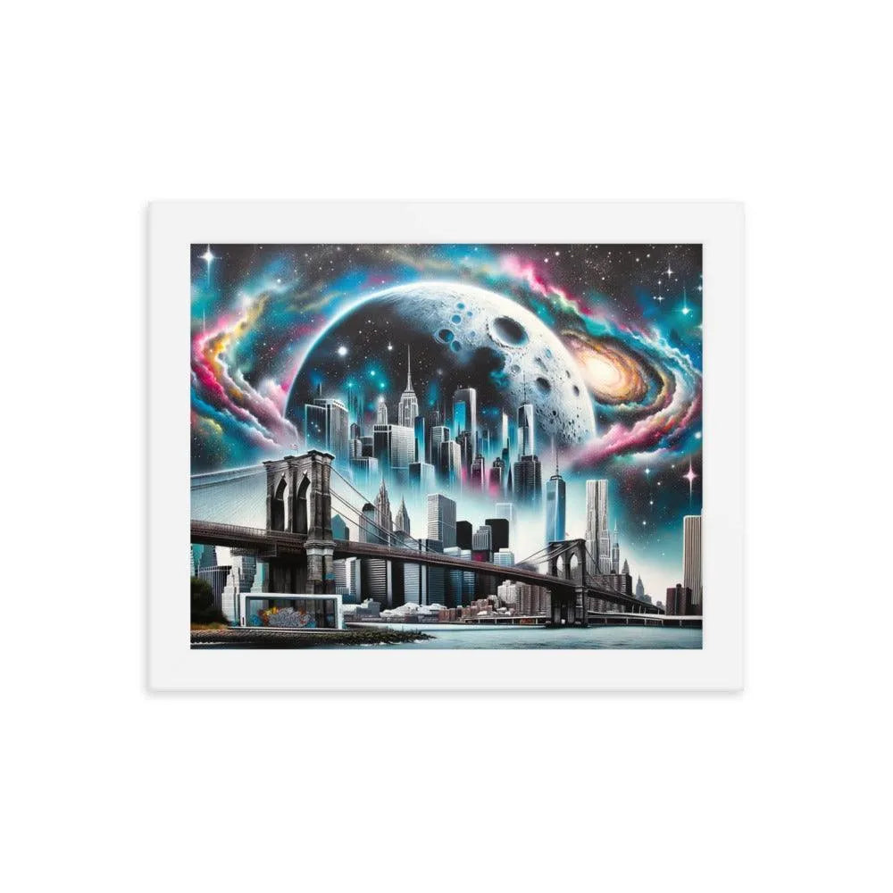 New York City Skyline Cosmic Dreams Spray Paint Art Framed Poster - Oh Posters