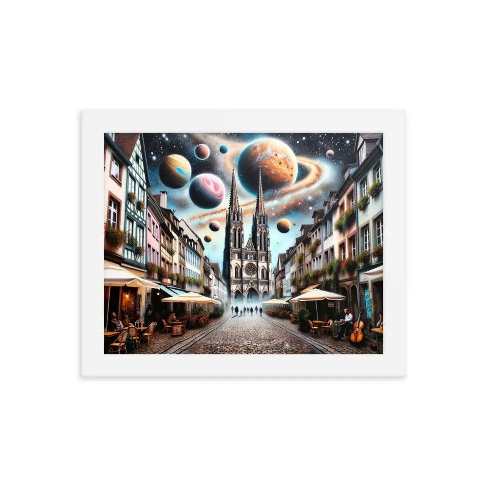 European Town Cosmic Spray Paint Art Framed Poster - Oh Posters